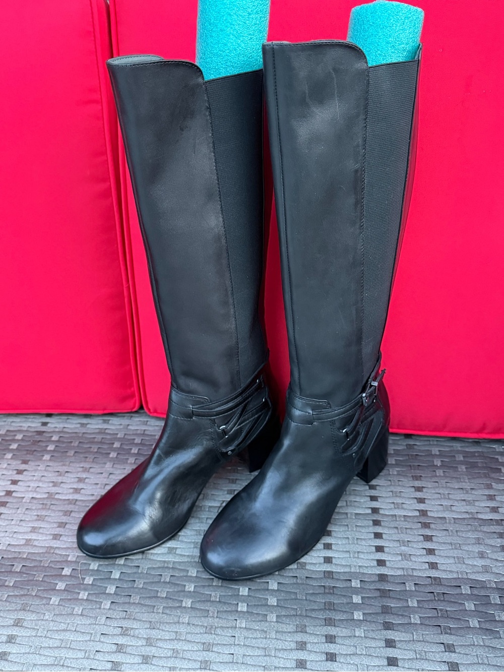 Adrienne Vittadini "Gavin" Tall Black Leather Boots. Size 8.5